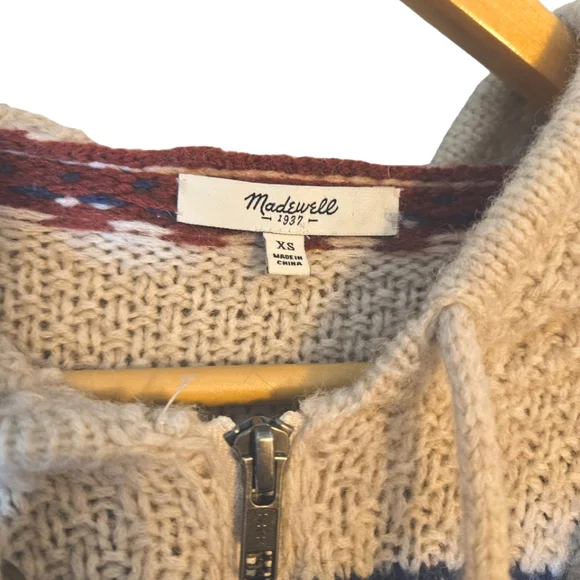Madewell Alpaca Fair Isle Hoodie Sweater size XS - Picture 5 of 5